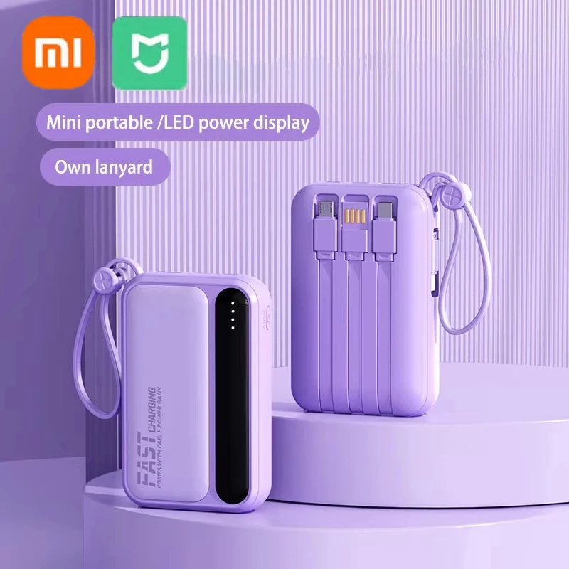 Xiaomi 50000mAh Power Bank di grande capacità 4 in 1 Cavi integrati Display digitale intelligente Luce laser per Samsung Apple