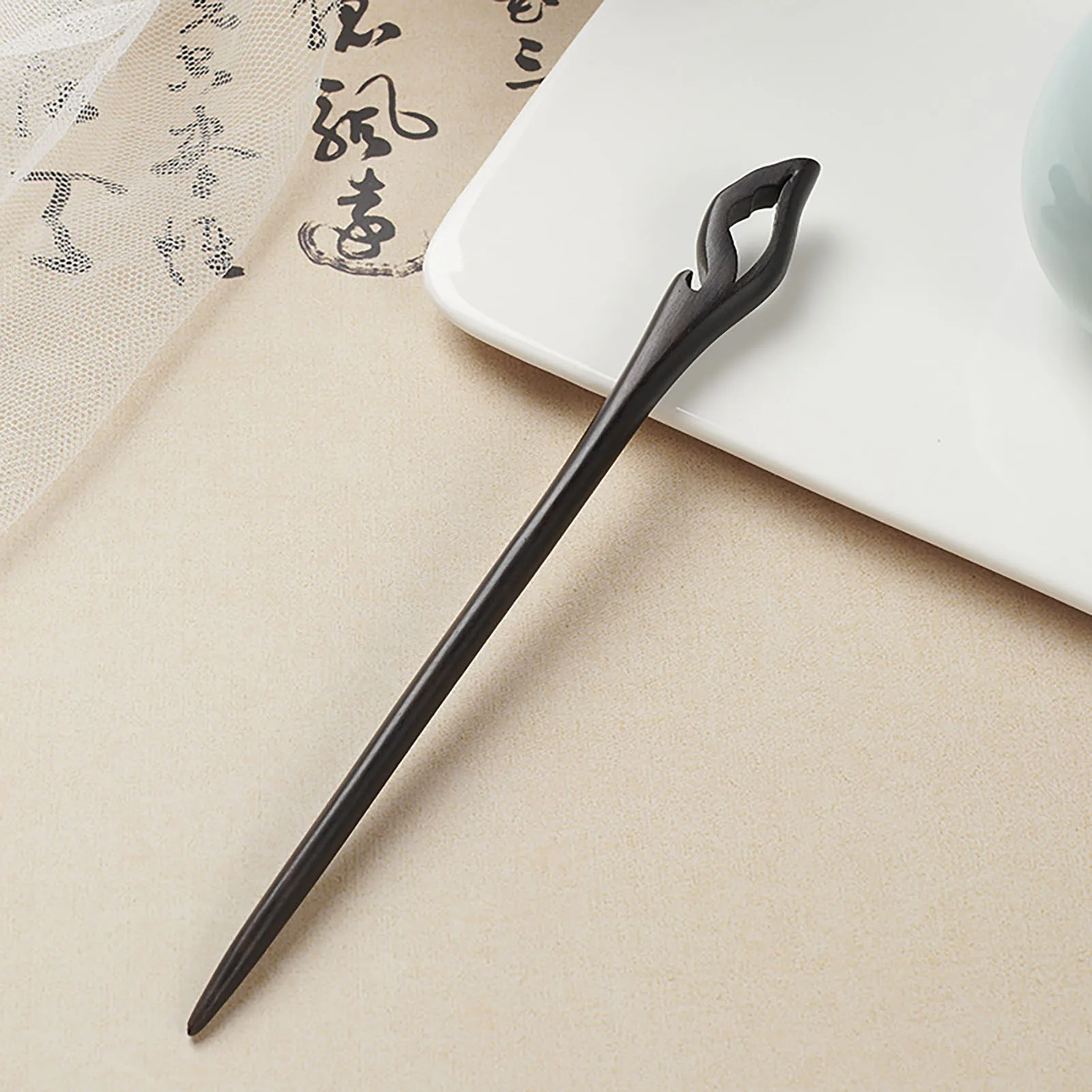 2 uds. Horquillas de ébano estilo chino para mujer, palillos de madera de estilo antiguo, accesorios para el cabello minimalistas, tradicionales y antiguos de 18 cm