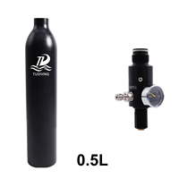 TUDIVING-0.5L 4500Psi 300Bar Diving Aluminum Cylinder 500CC Scuba Diving Air Tank HPA Bottle 5/8\