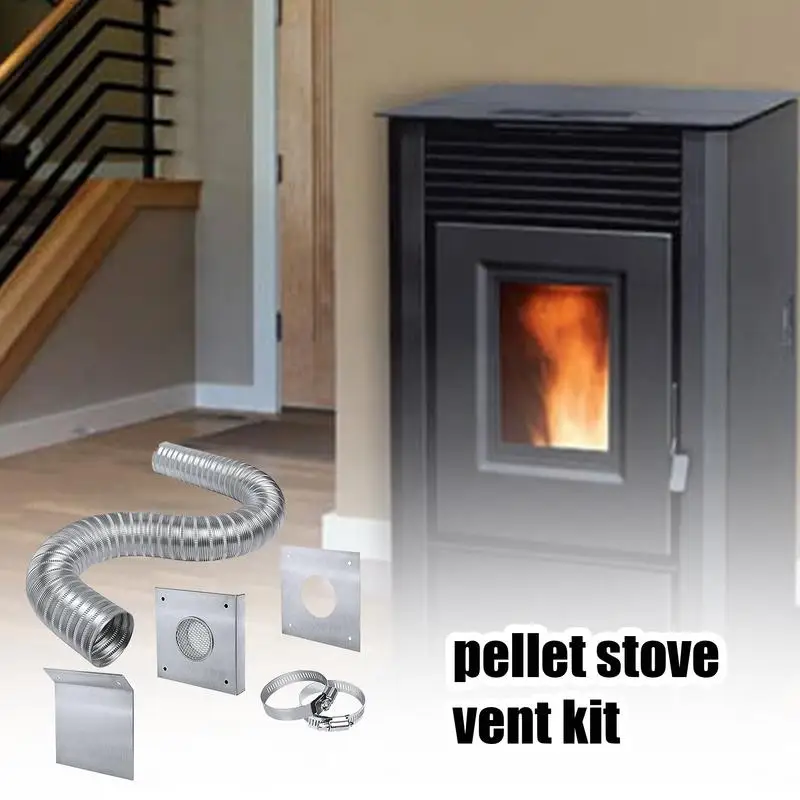 Pellet Stove Vent Pipe Kit Intake Kit Vent Pellet Stove Pipe Kit 2x60inches Flexible Aluminum Pipe Stove Accessories With Wall