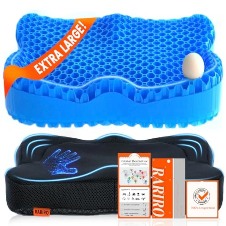 

Увеличенная гелевая подушка для сиденья 19,7 дюйма, гелевые накладки на стул для инвалидных колясок, снятия давления, боли в копчике и ишиасе, охлаждающая подушка для офисного кресла