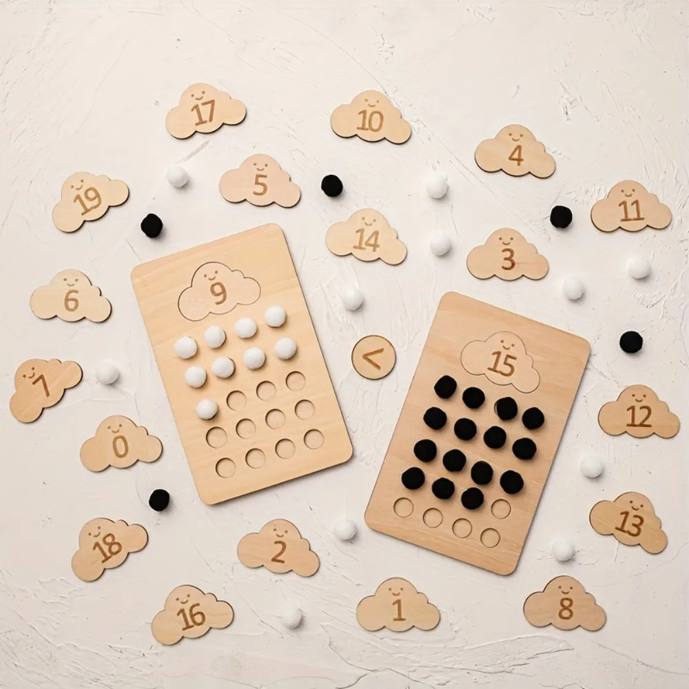 Wooden Cloud Number Board Toys & Games Montessori Numbers Balls Math Board for Matching Sorting Counting Early Educational Gift