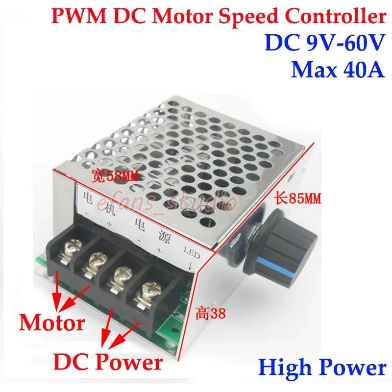 Dc 9V-60V 40A Pwm Dc Motor Fan Speed Controller Regulator 2000W High Power Potentiometer Elektrische 12V 18V 24V 36V 48V Gouverneur