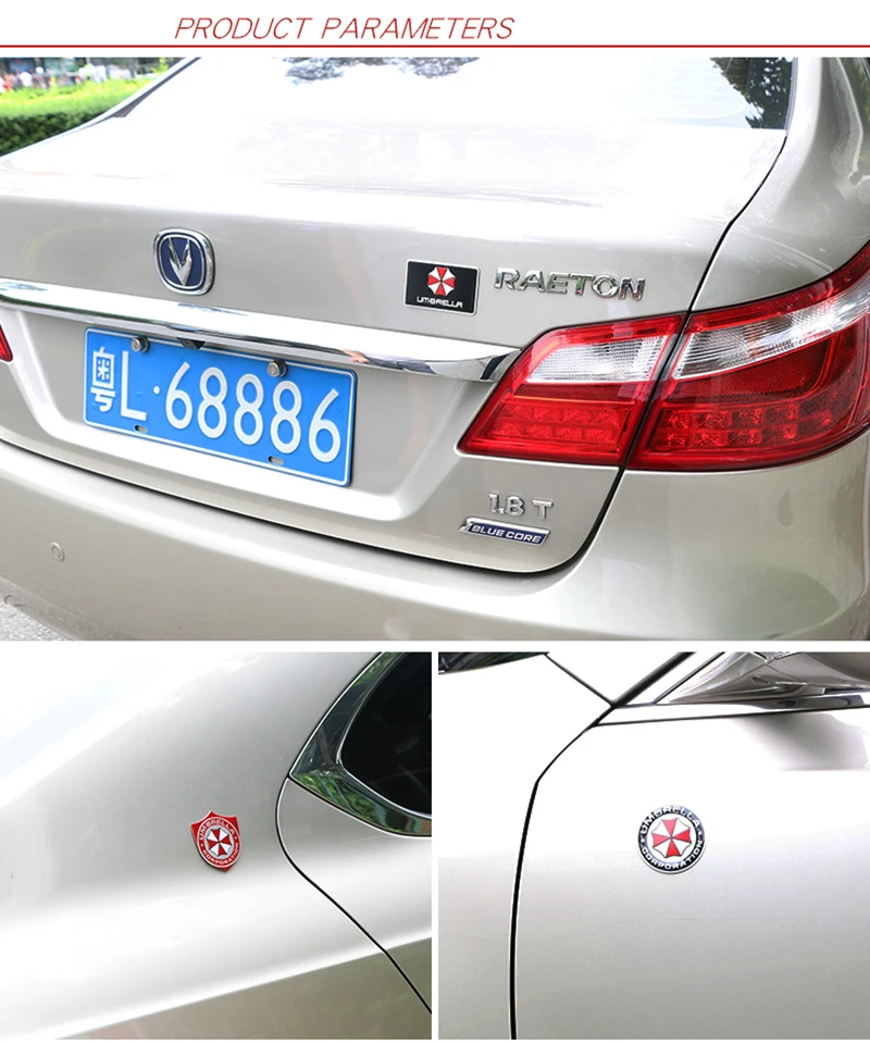 3D aluminiowa plakietka samochodowa naklejka Umbrella Corporation LOGO dekoracja bagażnika nadwozia naklejki dla Mercedes Benz Chevrolet JEEP Seat