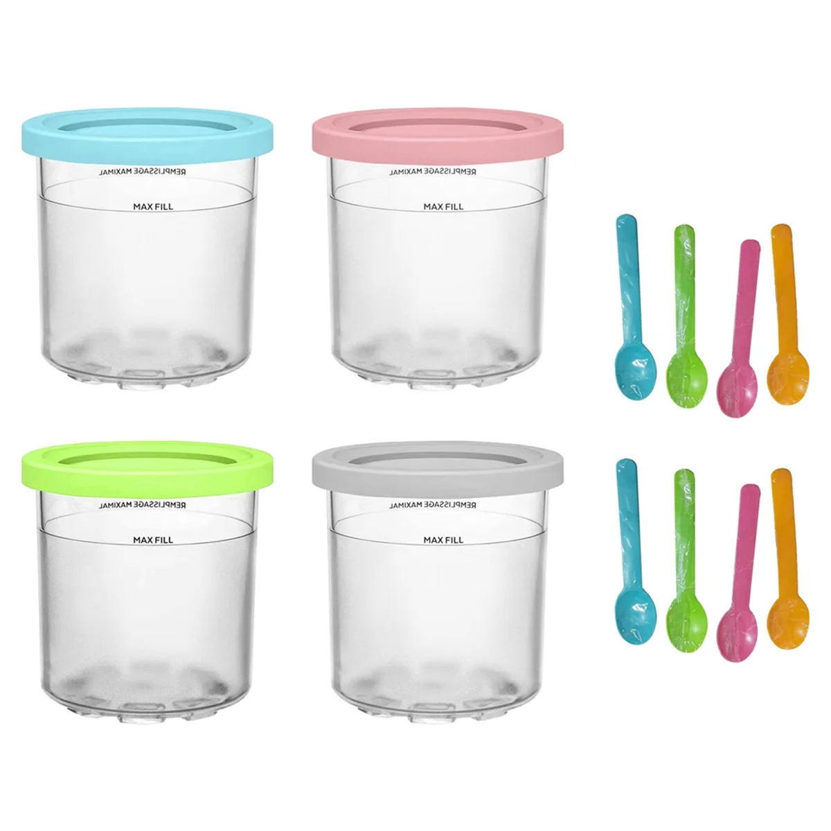 Ice Cream Pints and Lids for Ninja Creami NC301 NC300 NC299AMZ Series Ice Cream Storage Containers Food Freezer