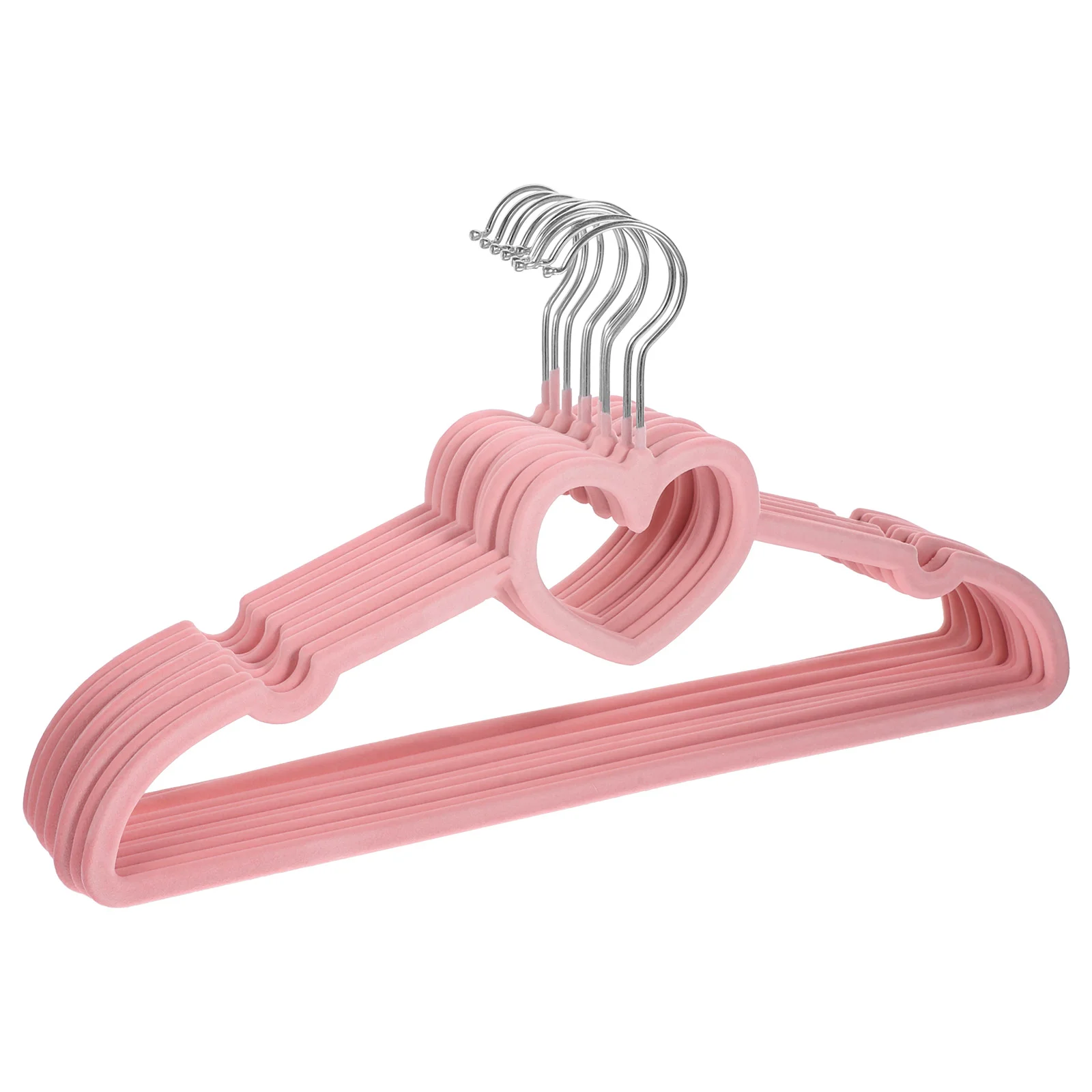 

10 Pcs Non-slip Hanger Pant Hangers Heart Clothes for Pants Wardrobe Clothing Flocking with Swivel Hook Baby Plastic Shirt