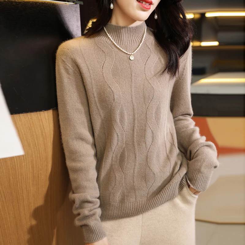 

2023 Autumn And Winter New 100% Cashmere Sweater Women Turtleneck Pullover Fashion Cashmere Sweater Leisure Time Women's Sweater