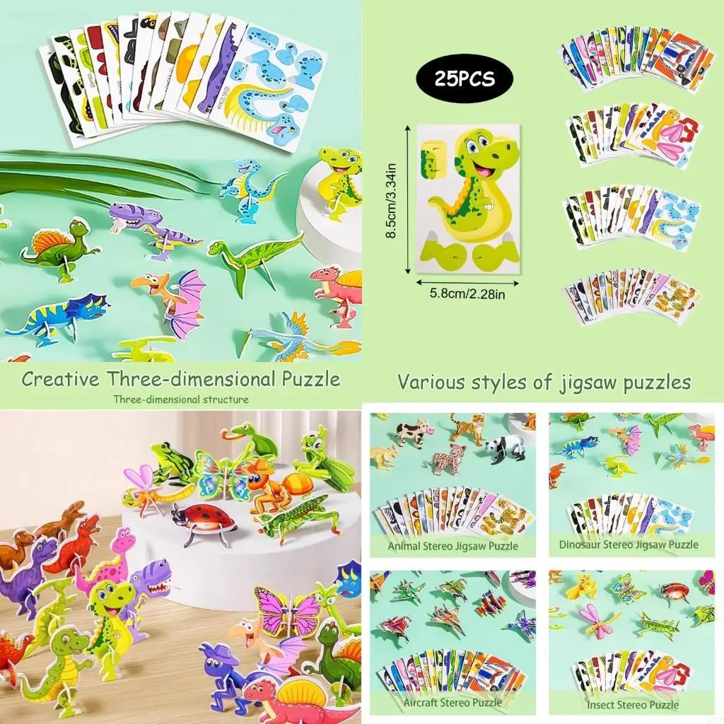 

97BC Indoor Toddlers Cartoon Animal Puzzle Puzzle Toy Cartoon Animal Puzzle Toy for Kids Children Christmas Birthday Gift