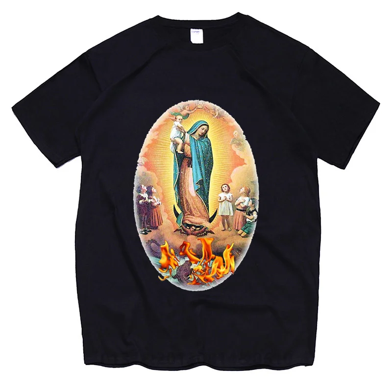 Virgin Mary Of Guadalupe Print Women's T-Shirt Summer Short Sleeve Casual Tshirt Woman Top Tees Fashion Female Cartoon T-Shirt