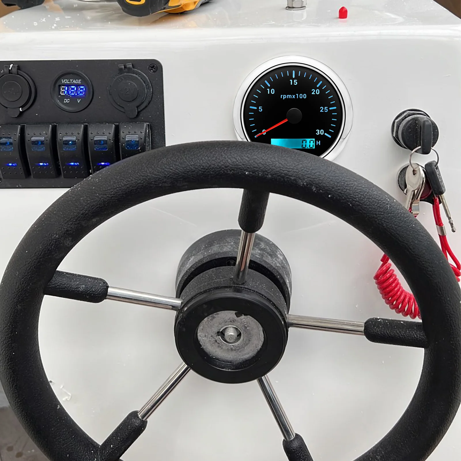 ZMFJH 85MM Tachometer 7 Color Backlight 3000~8000RPM Tacho Gauge for Inboard/Outboard Engine Petrol Diesel Car Boat Yacht 12V24V