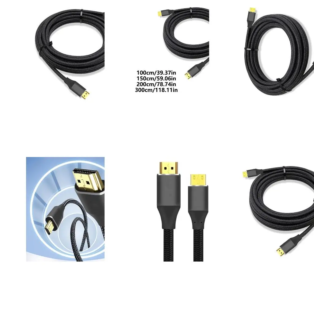 

MiniHDMI to HDMI2.1 Cable with 48Gbps Bandwidth for Connection of Tablets HDTVs and Gaming Consoles A4WF