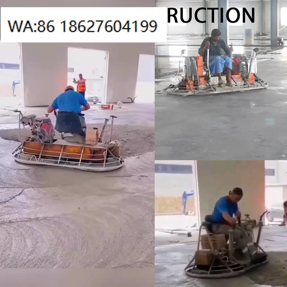 Gas Powered Ride On Power Trowel With Light Night Work Concrete Floor Polishing Machinery