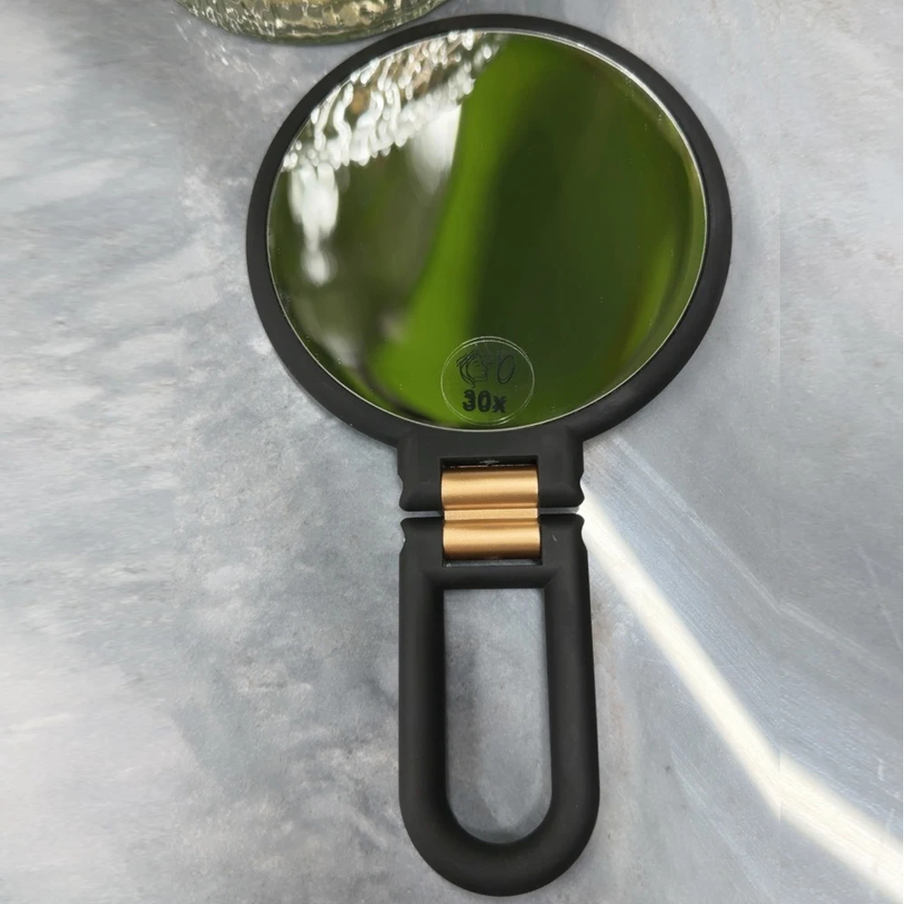10/15/20/30X Vergrößerungsspiegel Trinkbare Hanheld-Make-up-Spiegel mit Griff, verstellbare Drehung, doppelseitiger Kosmetikspiegel