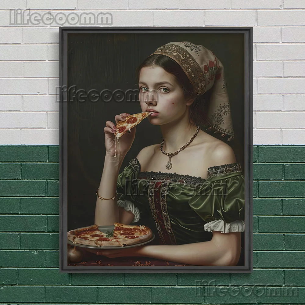 Renaissance Woman Vintage Parody Art Poster And Print,Kitchen And Toilet Whimsical Wall Art,Canvas Painting Home Decor Unfraemd