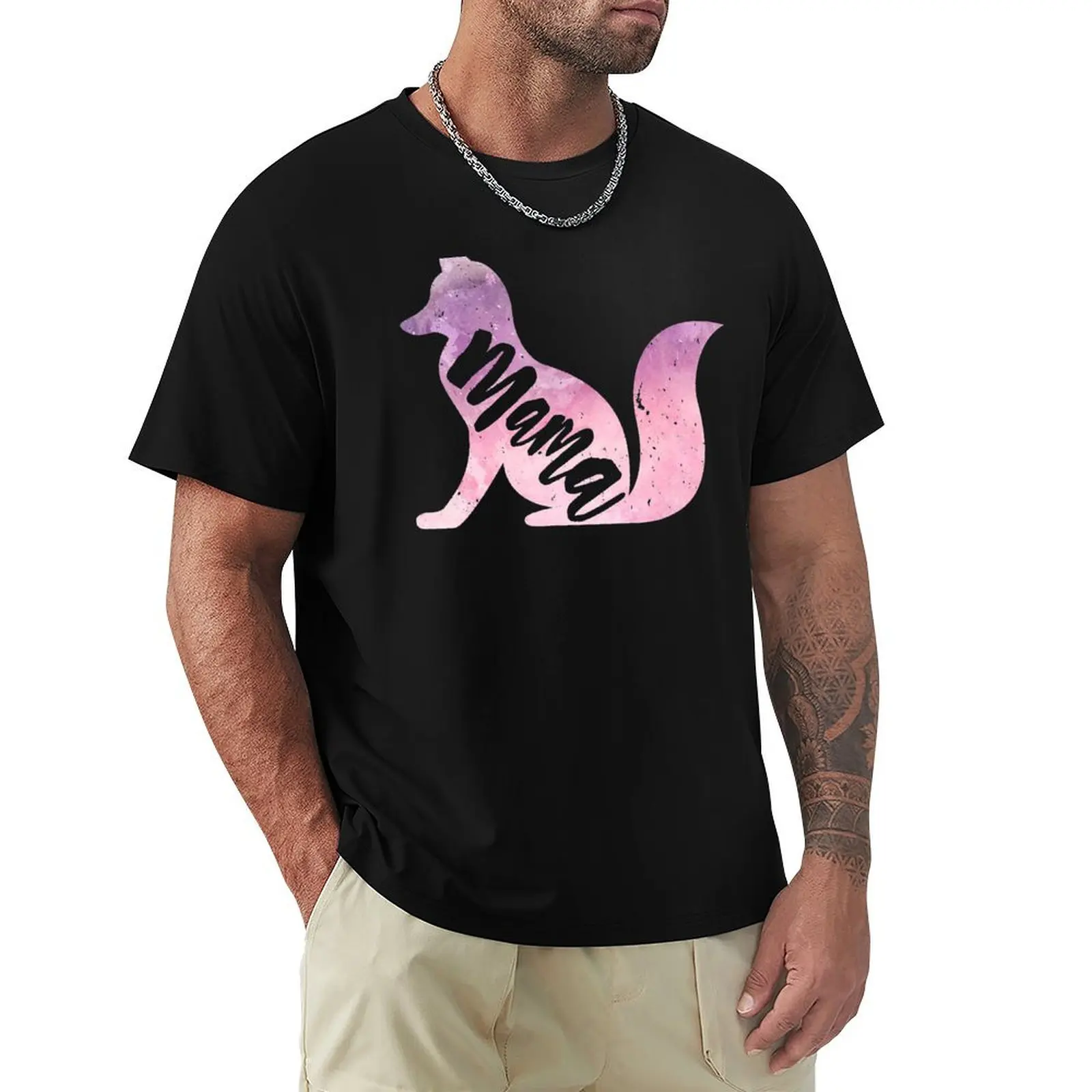 Mama Fox - Fox Lover _amp_ Animal Lover Mother_s Day T-Shirt Large Size Short Sleeve T-Shirt
