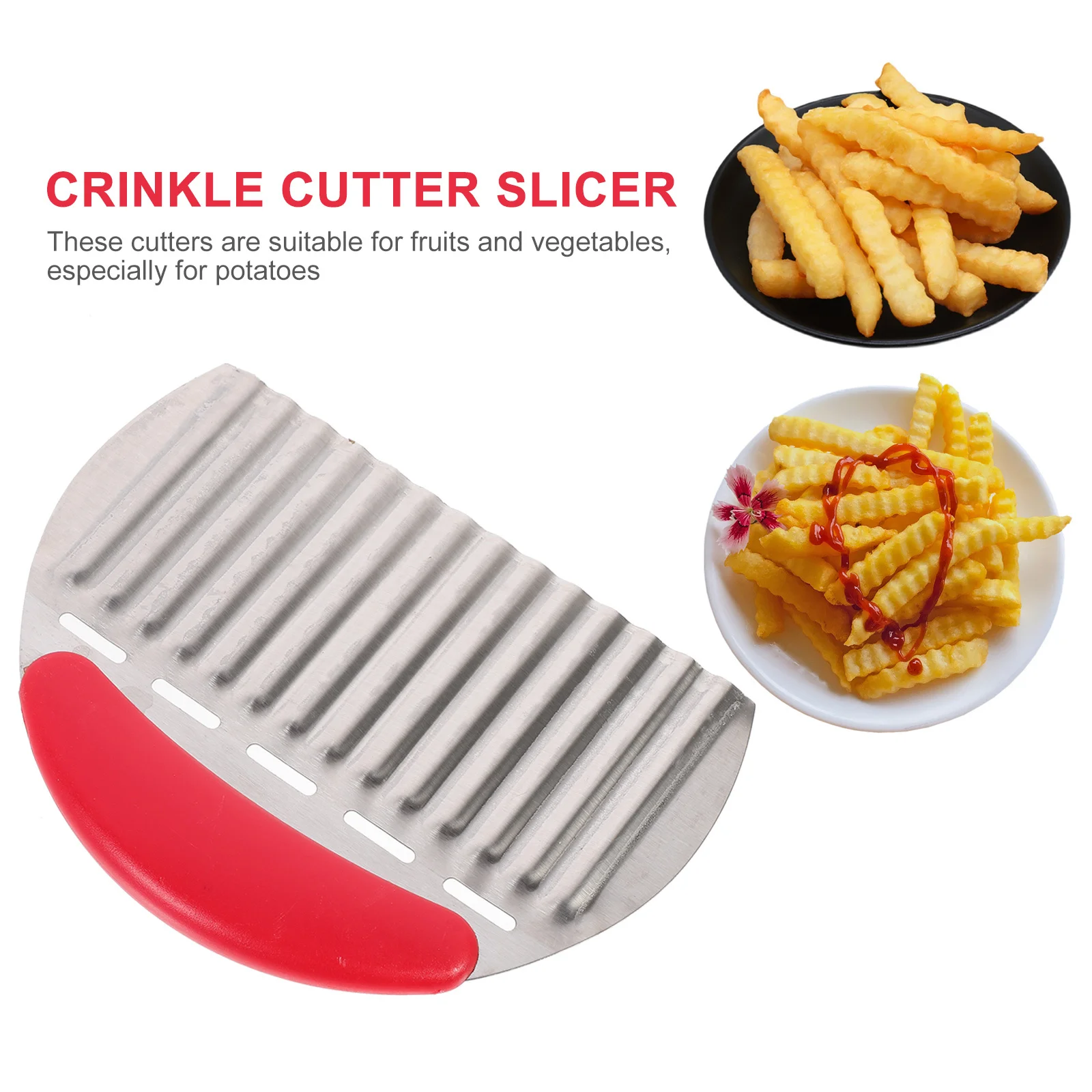 

1pc Wave-Shaped Crinkle Slicer For Vegetables Fruits Kitchen Supplies Metal Potato Creative Potato Slicers Chopper Tool