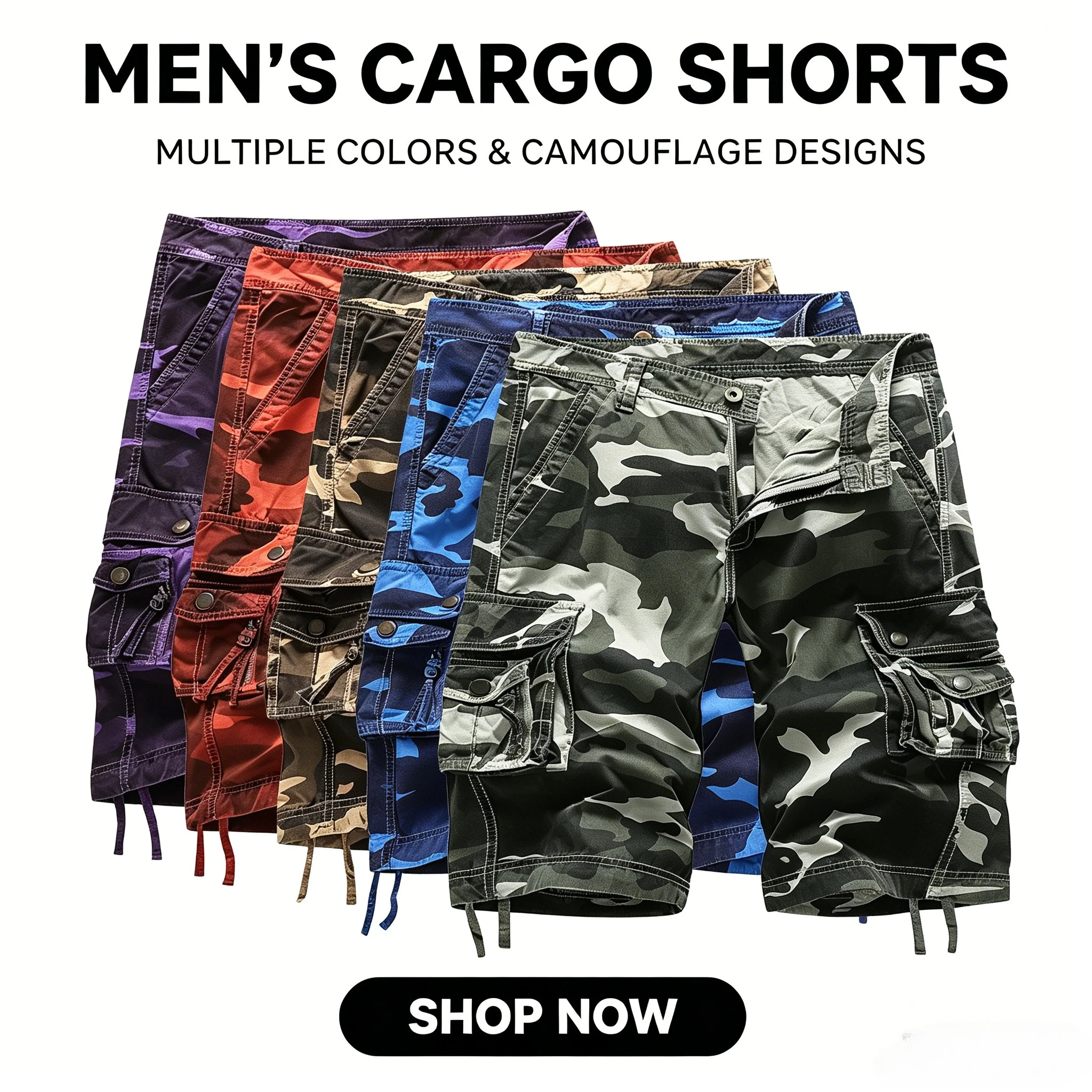 

2025 Summer Military Camo Cargo Shorts Fashion Camouflage Multi-Pocket Homme Army Casual Shorts Bermudas Masculina Plus Size 40