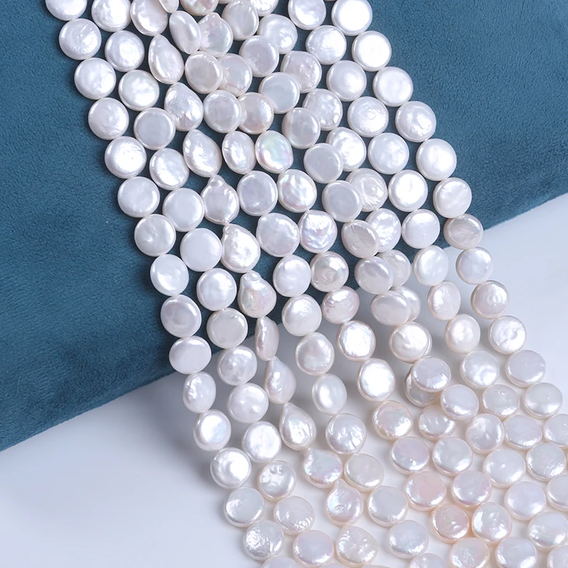 

9-10mm Coin Pearl natural pearls strands Irregular Shape Natural Pearls for Jewelry Making