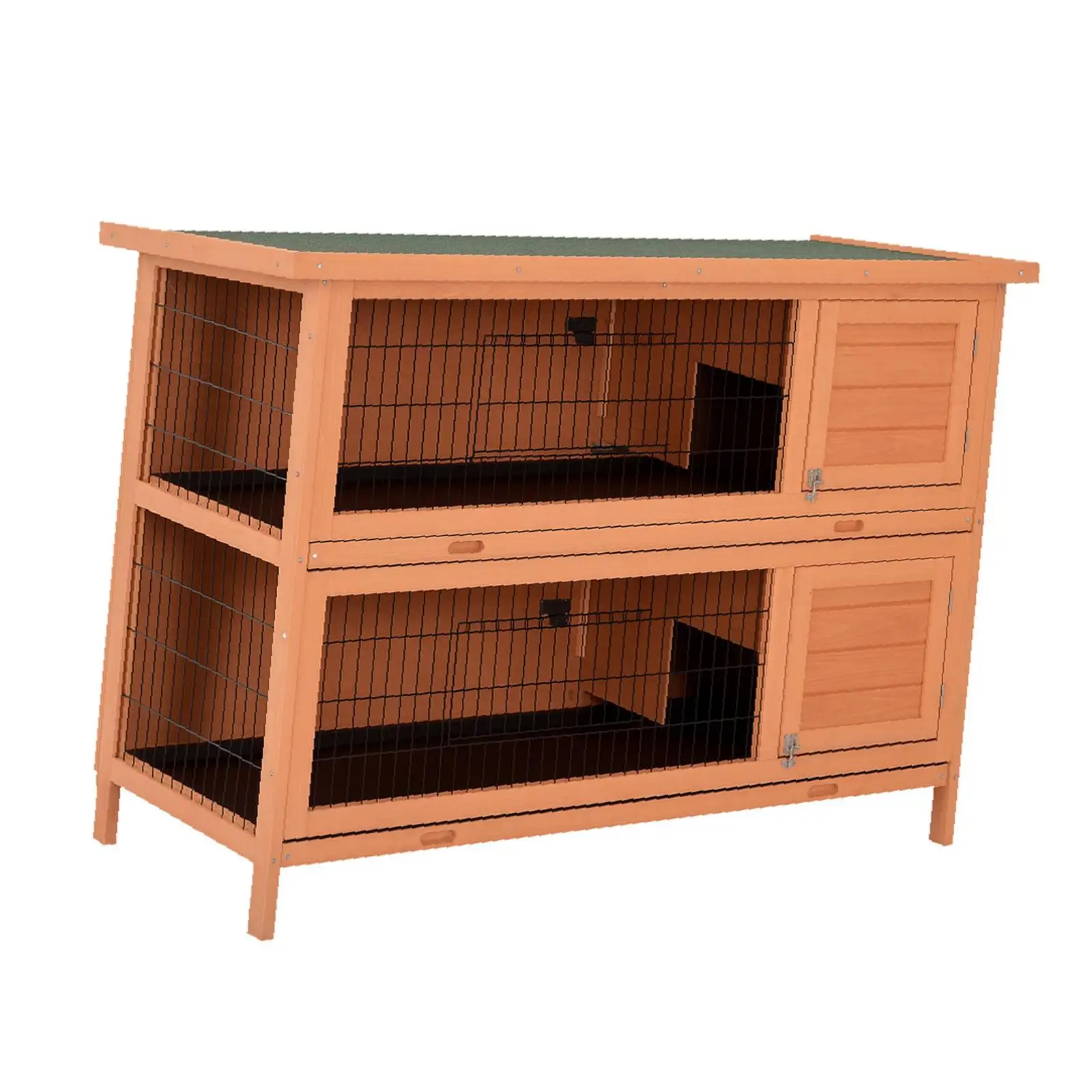 

Spacious Wooden Bunny Hutch Double-layer Pet House Secure Cage for Small Animals Outdoor Indoor Living