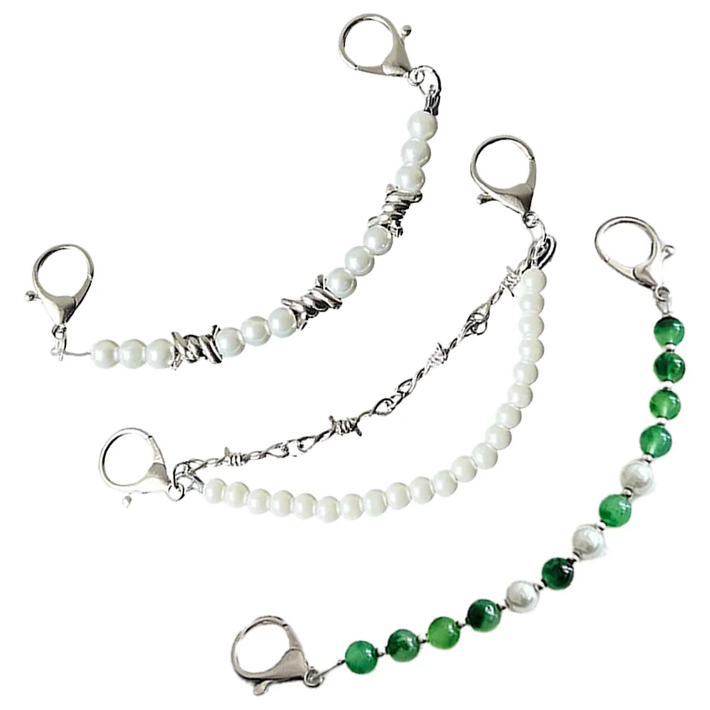 3 pcs Shoe Buckle Pearl Metal Shoe Chain Diy Punk Charm For Women Sneaker Boot Sandal Decor Accessory Double Layer