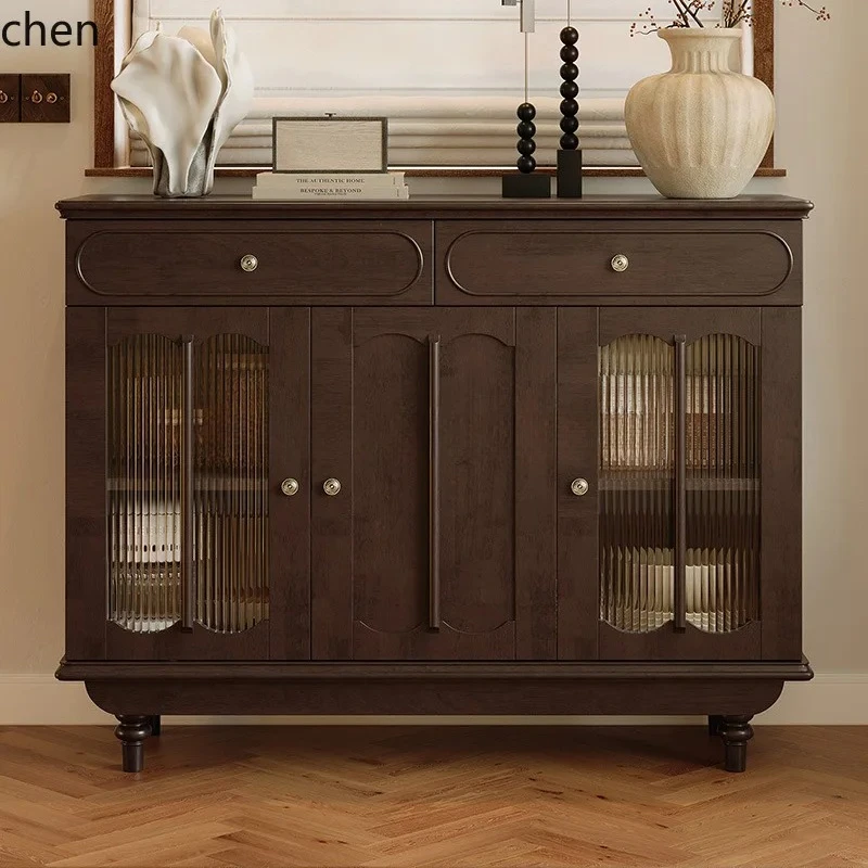 PYH Style Solid Wood Sideboard  Retro Storage Living Room Wall-Mounted High Side Cabinet Wine Bookcase Entryway