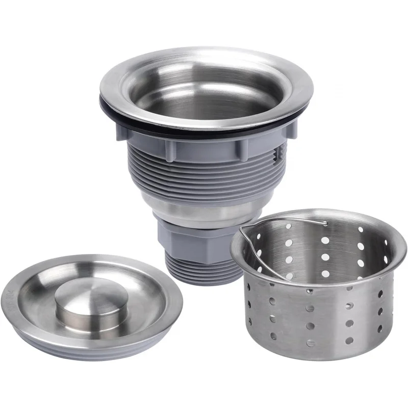 3-1/2 Inch Sink Drain Assembly Kit, Removable Deep Sink Strainer Basket with Sink Stopper and Sealing Lid Home, Kitchen, Kit