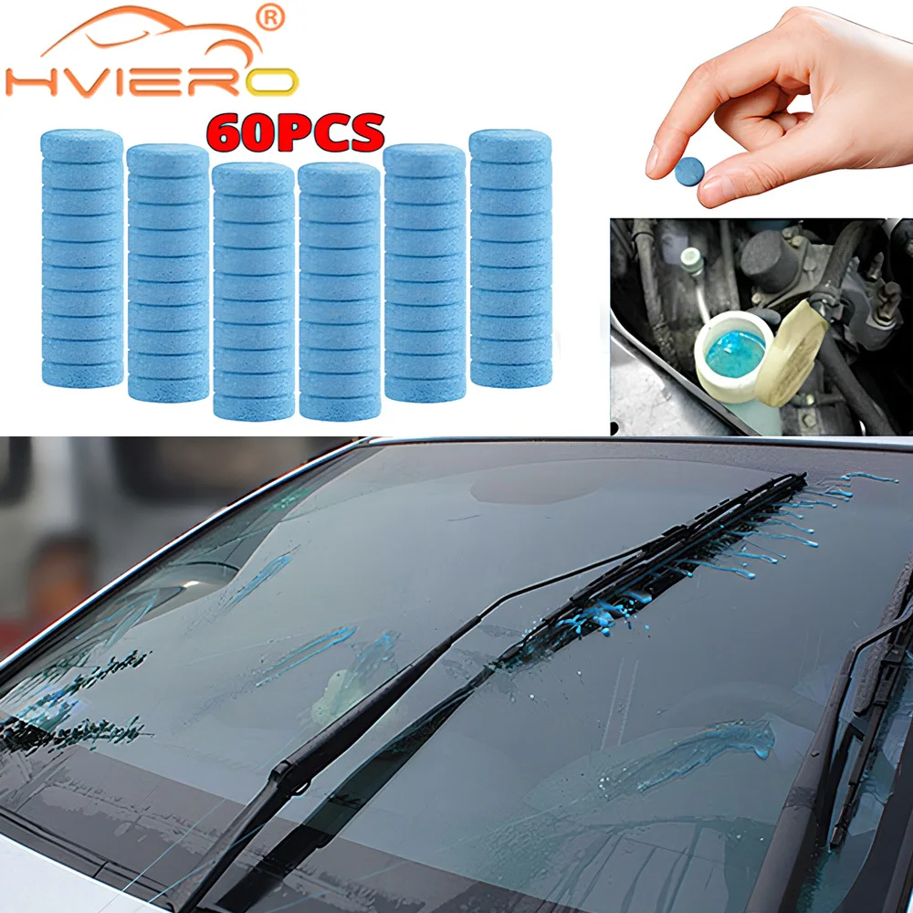 20/40/60Pcs Car Vehicle Windshield Solid Soap Piece Window Glass Washing Cleaning Paint Protective Foil Effervescent Tablet Wash