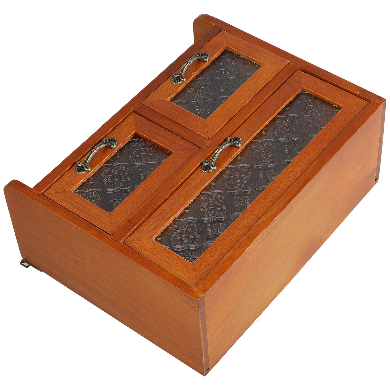 

1pc Wooden Glass Cabinet Vintage Style Desktop Display Shelf For Collection Storage Organizer Handicrafts Display Rack