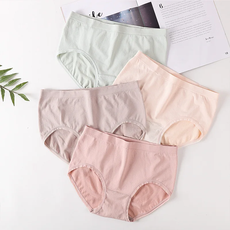 Women's Underwear Silver Box Graphene Middle Waist Underwear Women's Seamless Pure Cotton Bottom Middle Waist Unmarked Women's