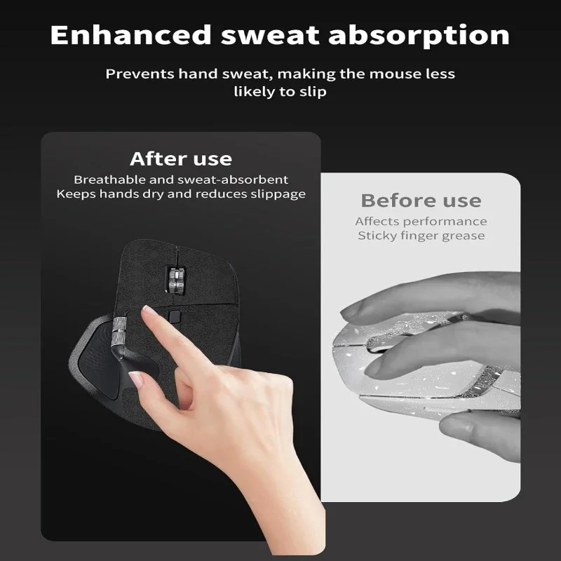 

For Logitech MX Master 4 Gaming Mouse， Ultra-Thin DIY Decals， Sweat-Absorbent Side Stickers