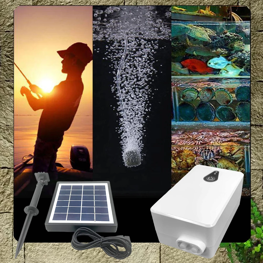 6V 2W Solar Oxygen Pump Battery Powered Aquarium Oxygen Aerator Fish Tank Oxygenator Air Pump for Garden Outdoor Pool Pond