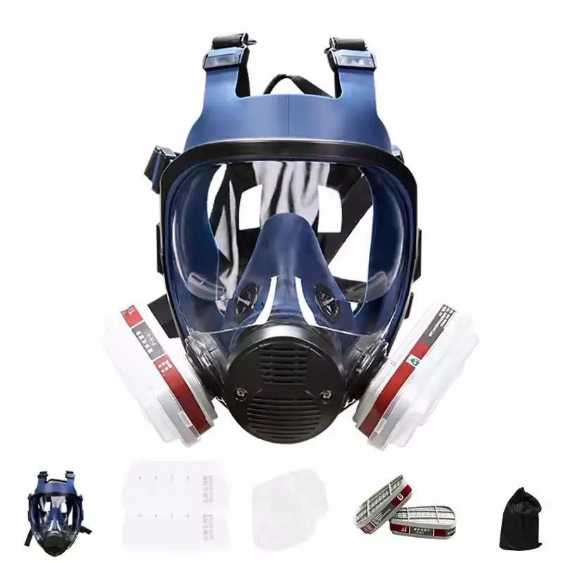 Máscara química 15 en 1, máscara de Gas, pintura en aerosol de insecticida, filtro de máscara facial completa de silicona, adecuado para contaminación nuclear de laboratorio