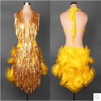 latin dance dress green professional costume for women fringe samba costume colorful womens ballroom competition dresses tassels