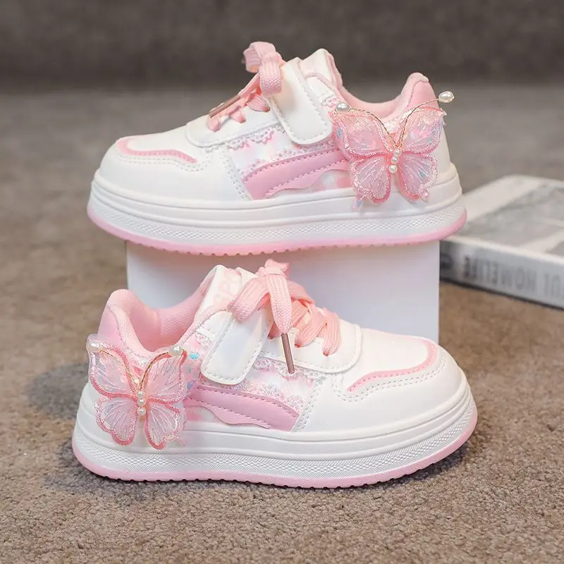Spring Autumn New Girls Leather Casual Sneakers Versatile Lightweight Non Slip Waterproof Kids Sportswear Shoes