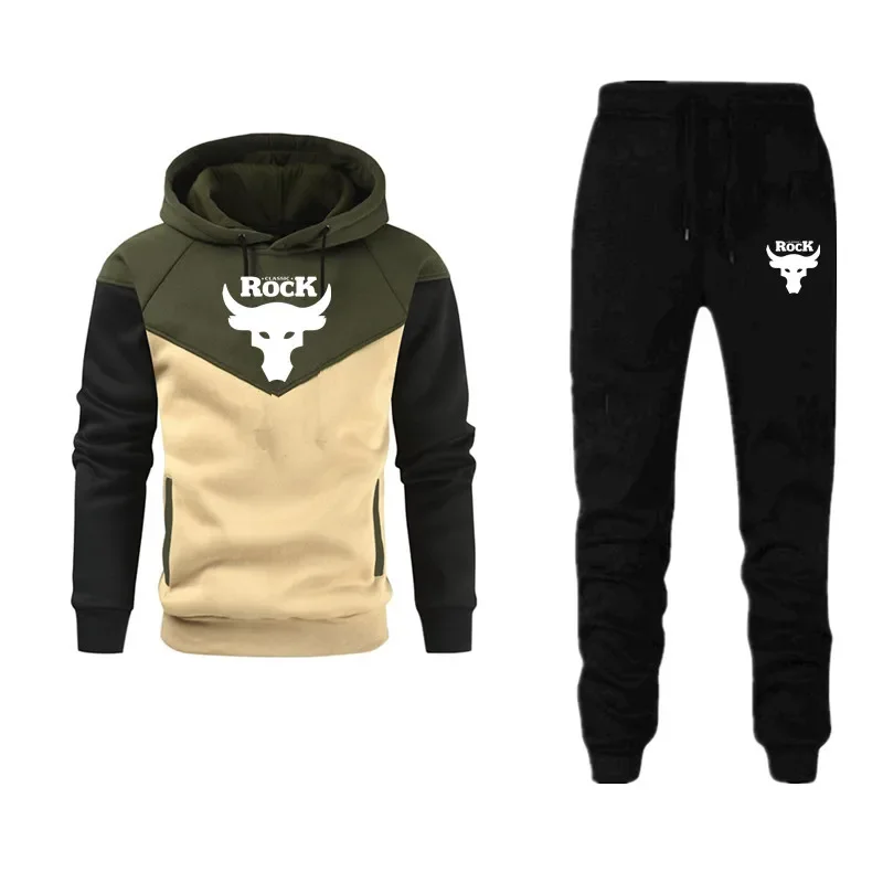 2024 Men's Autumn Winter Sets Zip Hoodie+Pants 2-Pieces Casual Tracksuit Male Sportswear Brand Clothing Sweat Suit