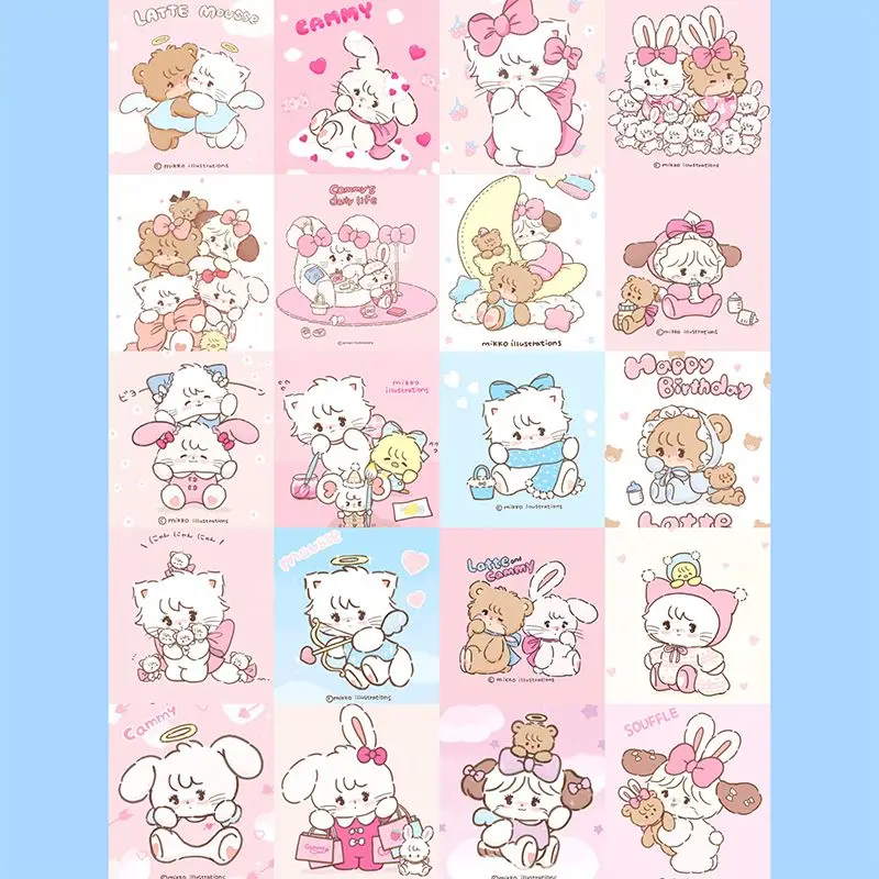 Imagem -05 - Anime Mikko Poster Adesivos Decoração Dormitório Imagem de Fundo Adesivo de Parede Kawaii Bonito Estilo Ins Desenhos Animados Novo 20 Pcs Set