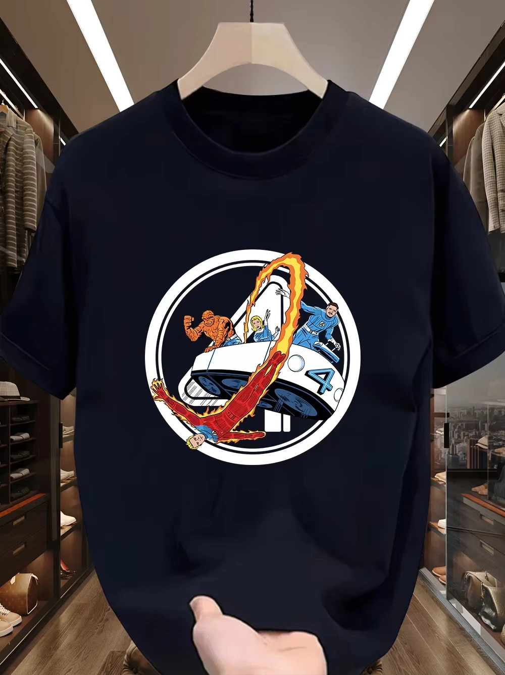 

Marvel Fantastic Four T-shirt Short-sleeved Men's Deadpool Korean Version Summer Trendy Brand Joint Half-sleeved Short-sleeved