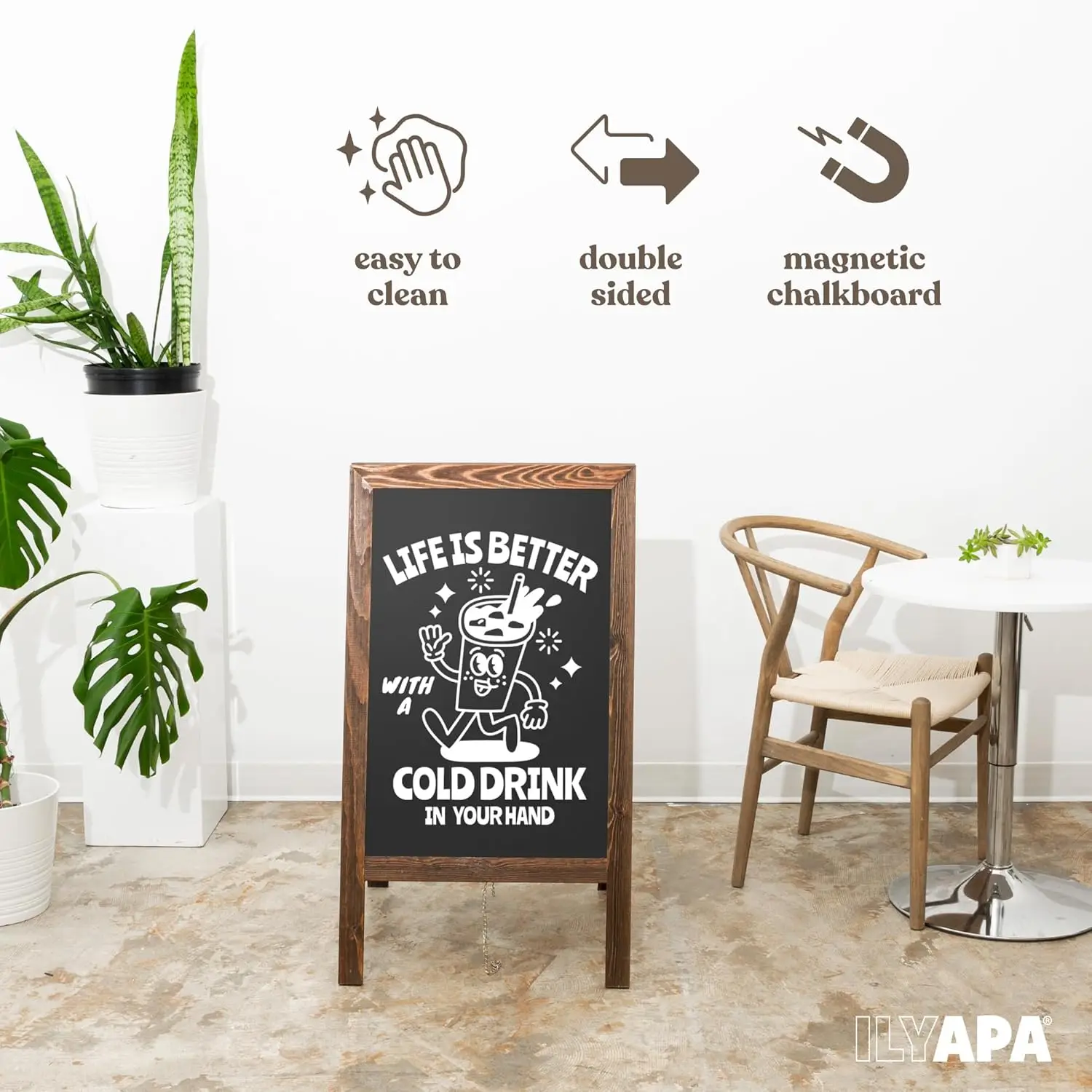 Double-Sided Magnetic Chalkboard A-Frame Sign with Eraser & Chalk - 20x40 Inches for Restaurant Business Wedding