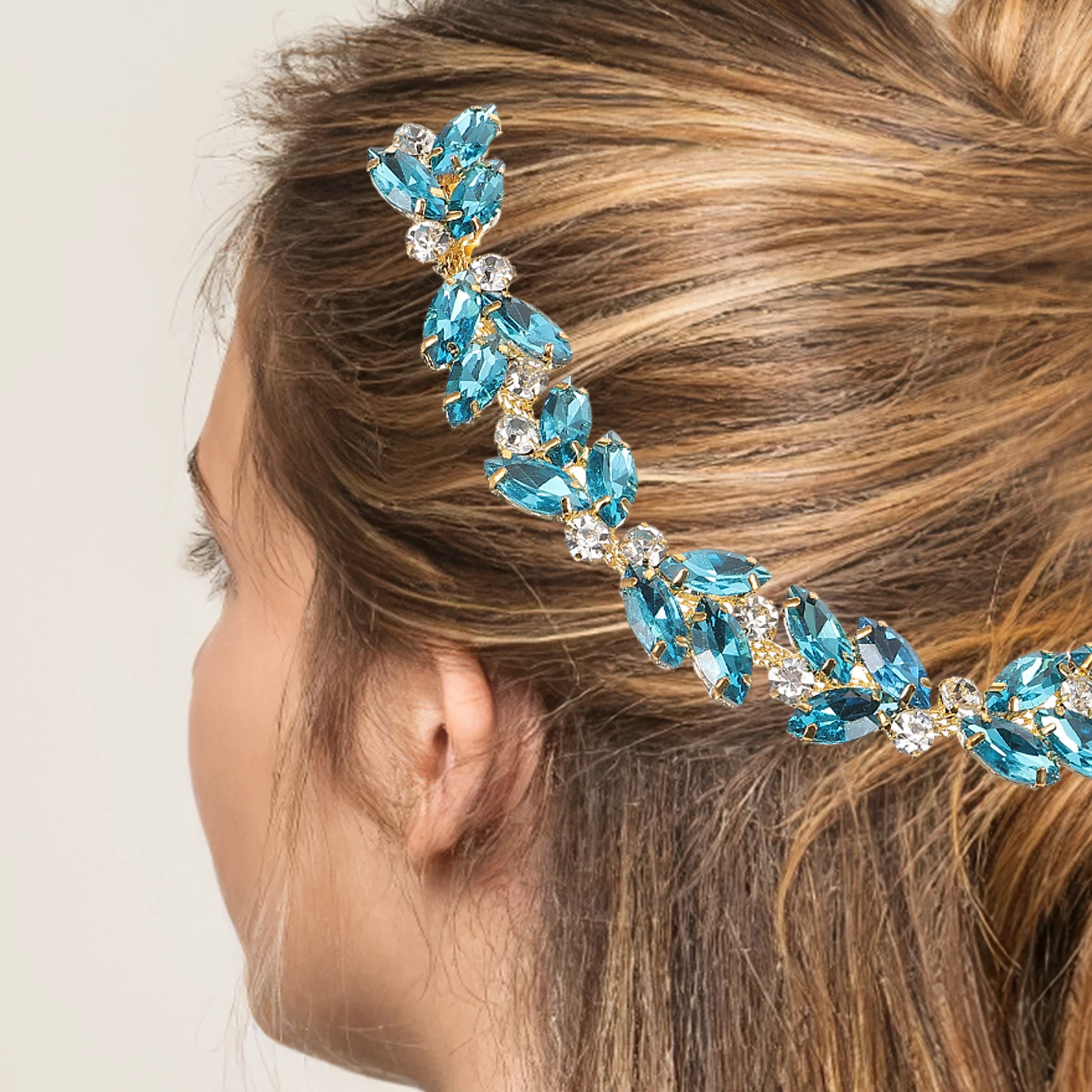 

Rhinestone Hair Clips Crystal Pins for Buns Stylish Bridal Accessories Women Sky Blue Combs Hairpins Elegant Wedding Bridesmaid