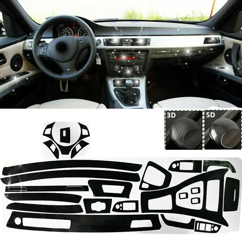 Car Interior Decal Trim 5D Carbon Fiber Vinyl Sticker For BMW E90 E91 2005-2012 WholesalePART