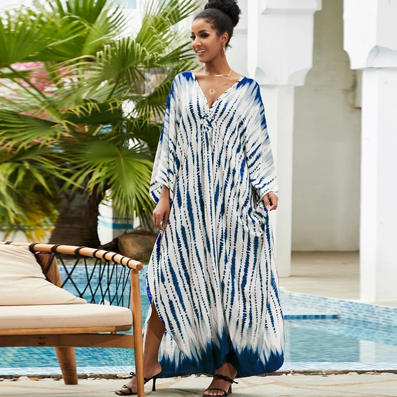 Free-Spirited Relaxed Fit Dress Women Maxi Robe Bohemian Elegance Effortless Chic Ankle-Length Kaftan For All Body Shapes Caftan