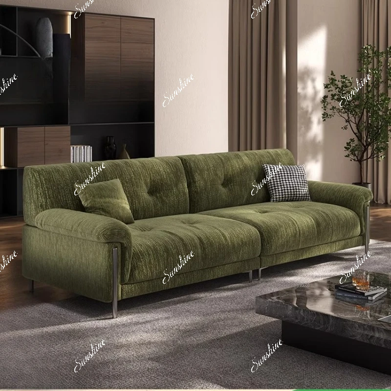French wind chenille velvet egret sofa living room down tall dark green sofa