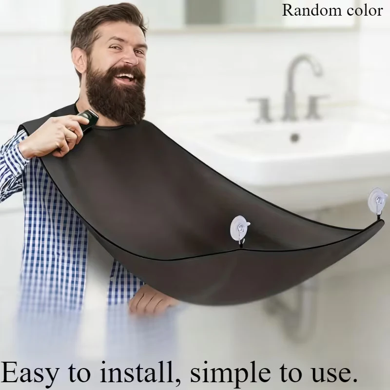 Men's Shaving Cape, Beard Bib, Adult Beard Apron with Cloth Bag Design, Barber's Cape Set (Including 2 Hooks), Father's Day Gift