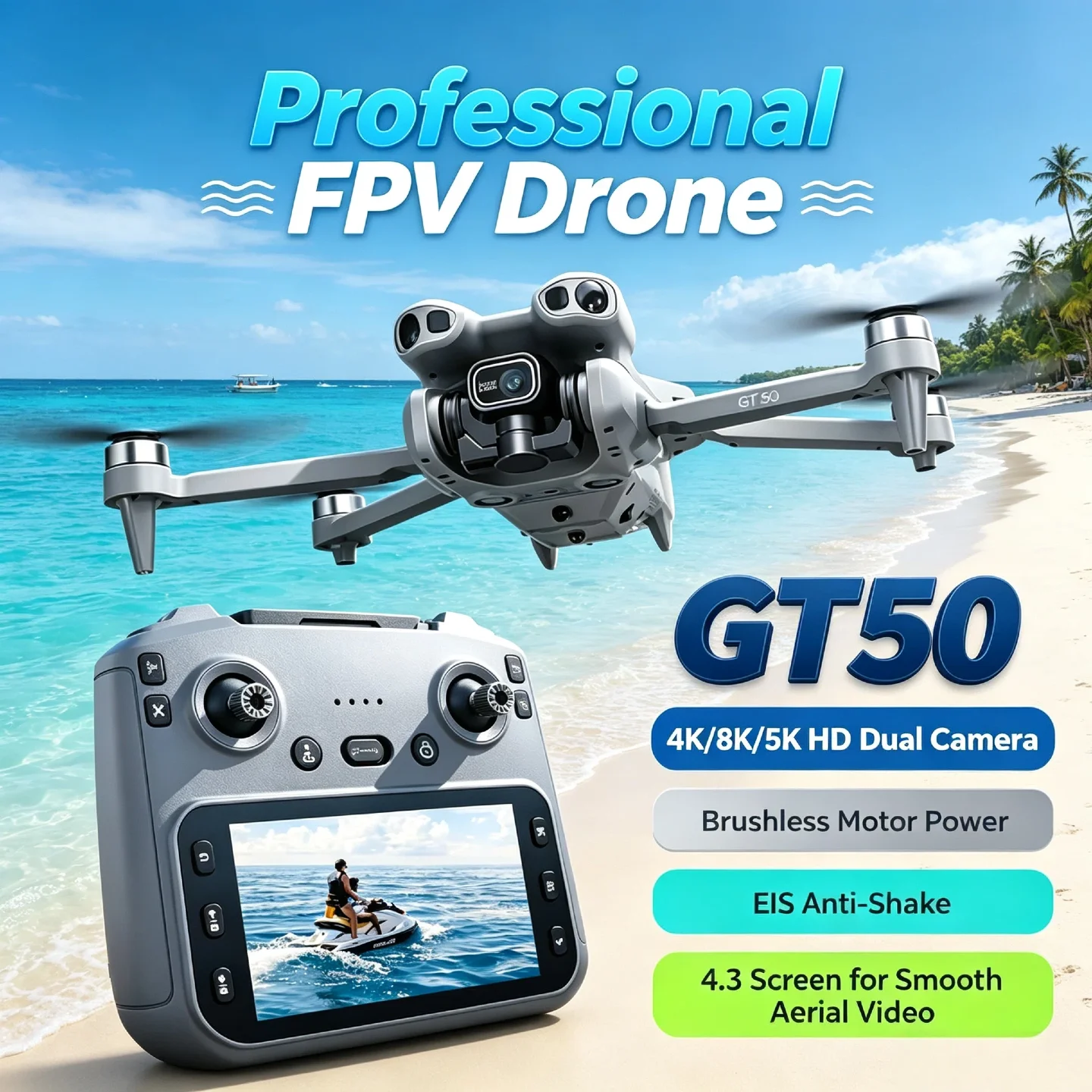 Drone Rc Gt50 - 듀얼 HD 카메라를 장착한 4K/6K/8K FPV