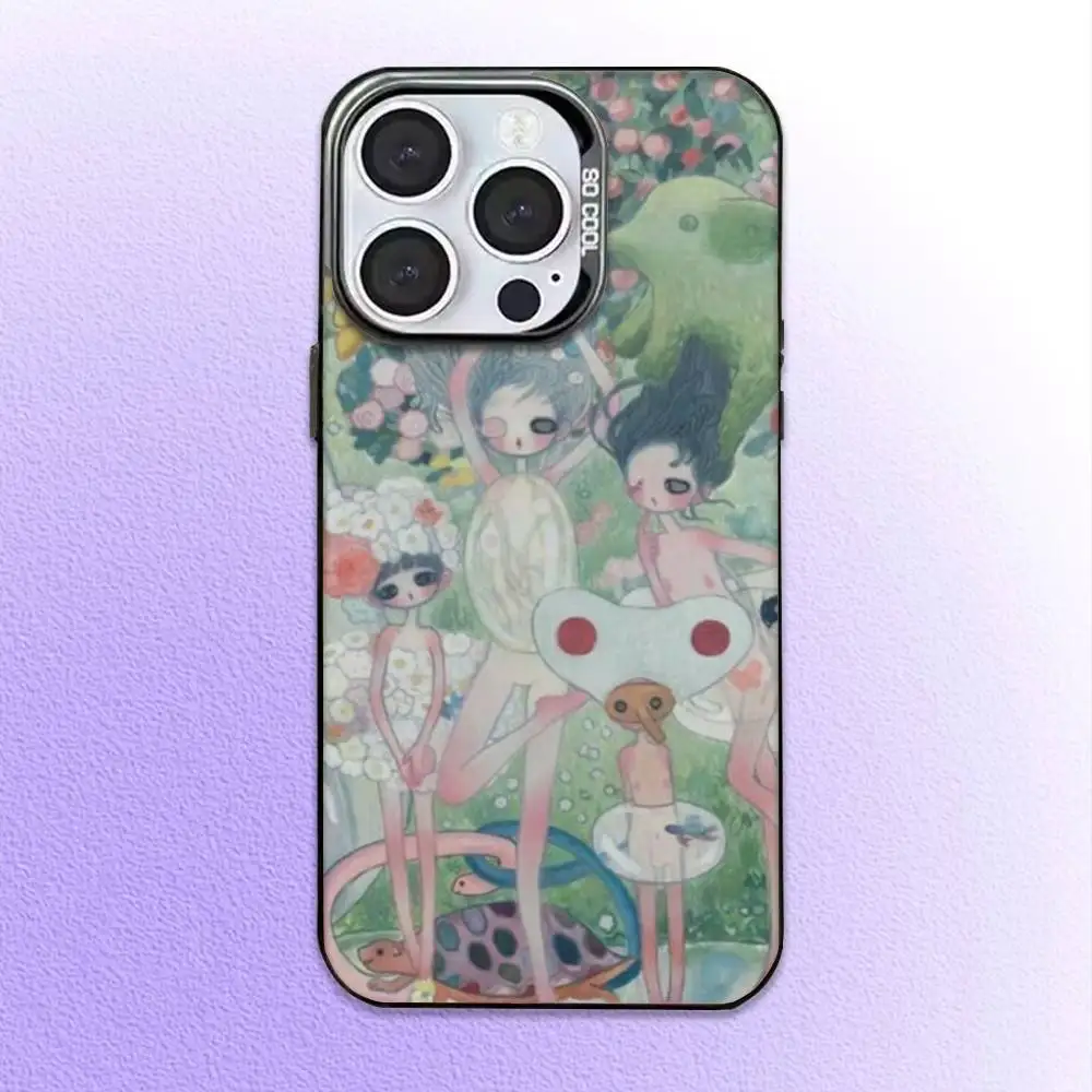 Casing HP ART Aya Takano Jepang Untuk iPhone17,16,15,14,13,12,11 Plus,Pro Max Hitam Candy Matte Anti Benturan