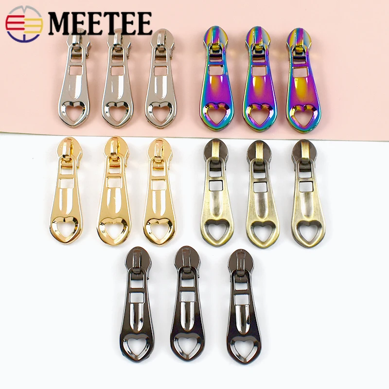 10/30/50/100Pcs 3# 5# Sewing Zipper Slider Closure for Nylon Zippers Tapes Heart Zips Pulls Head DIY Repair Kits Bag Accessories