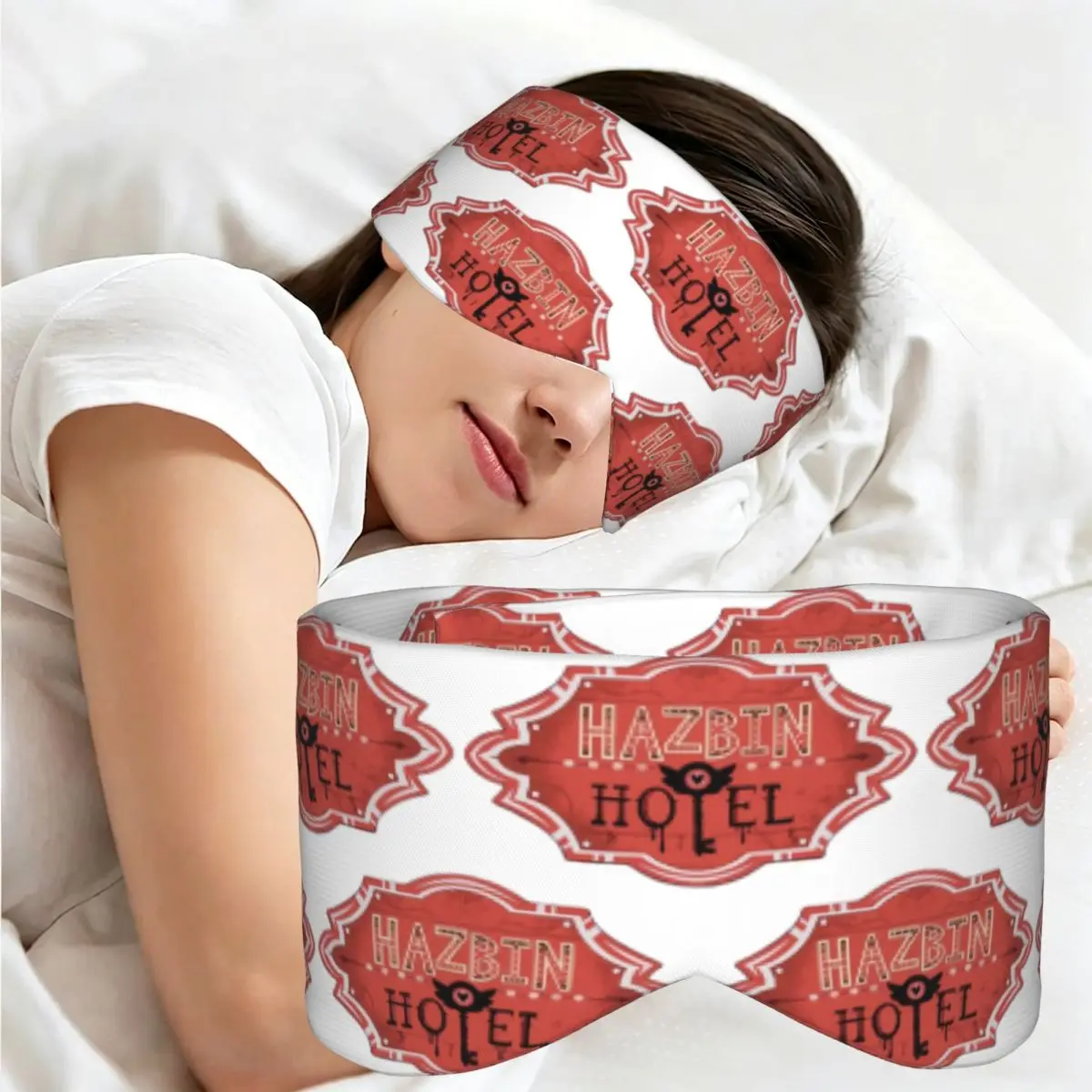 Hazbines Hoteles Alastor Vox Printed sleep mask Light Blocking Portable Eye Cover for Girls Boys Travel Party Eyeshade eyepatch