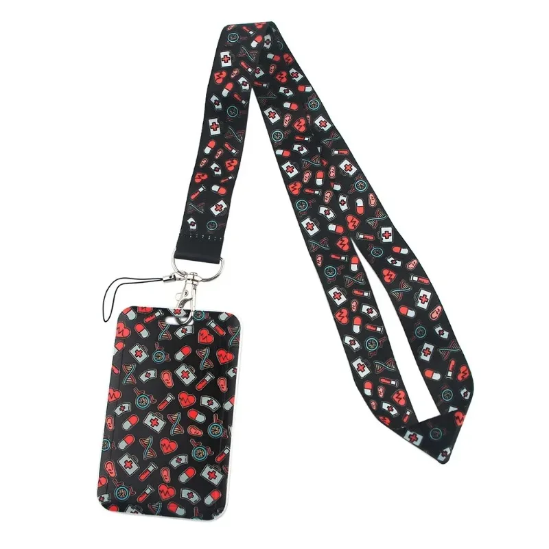 Doctor Nurse ID Badge Holder Lanyard - Medical Themed Neck Strap with Keyring Phone Keychain Nurse Work Accessories