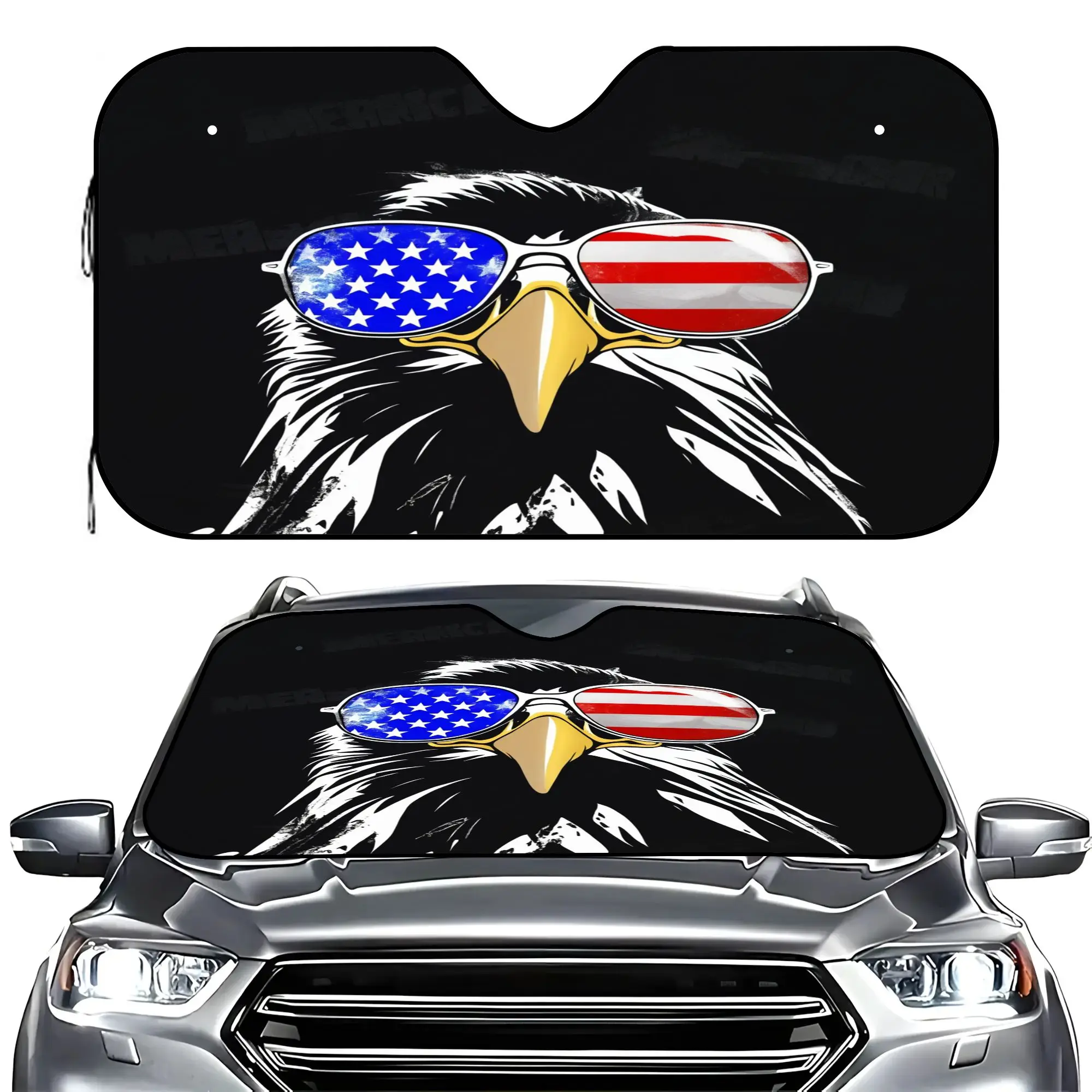 American Eagle Sunglasses Car Windshield Sun Shade UV Ray Reflector Heat Shield Foldable Front Window Sunshade Visor