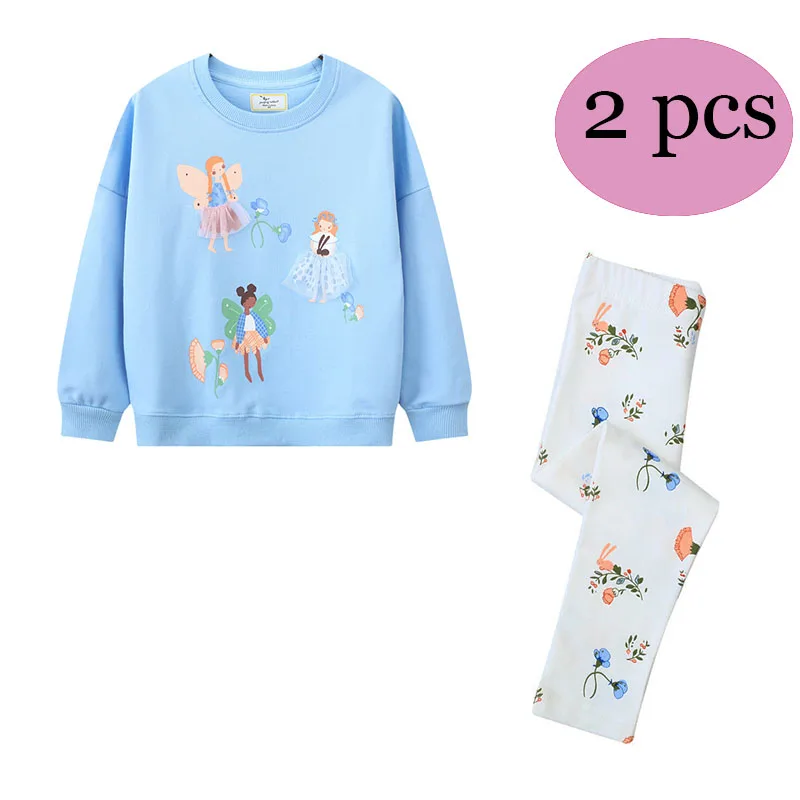 Jumping Meters Fairy Tale Sweatshirts + Leggings Children\'s Clothing Sets Autumn 2 Pcs Suit Kids Outfits Long Sleeve Sets Outfit